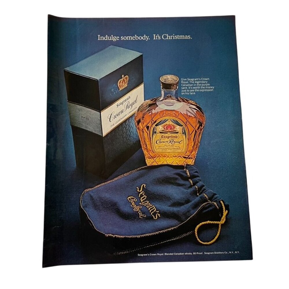 1971 Seagrams Crown Royal Whiskey Christmas Full Page Print Ad Vintage u Origina